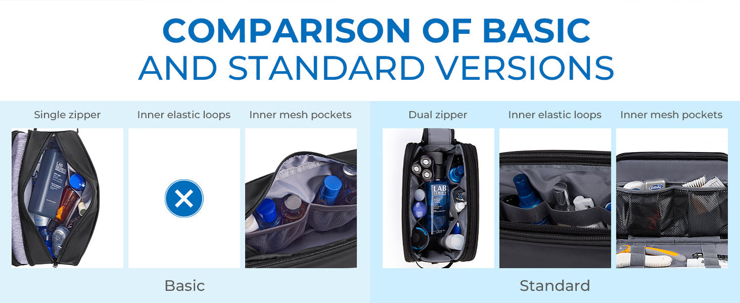 Large Men’s Travel Toiletry Bag | Water-Resistant Wet/Dry Separation, Multi-Compartment Double-Zipper Dopp Kit