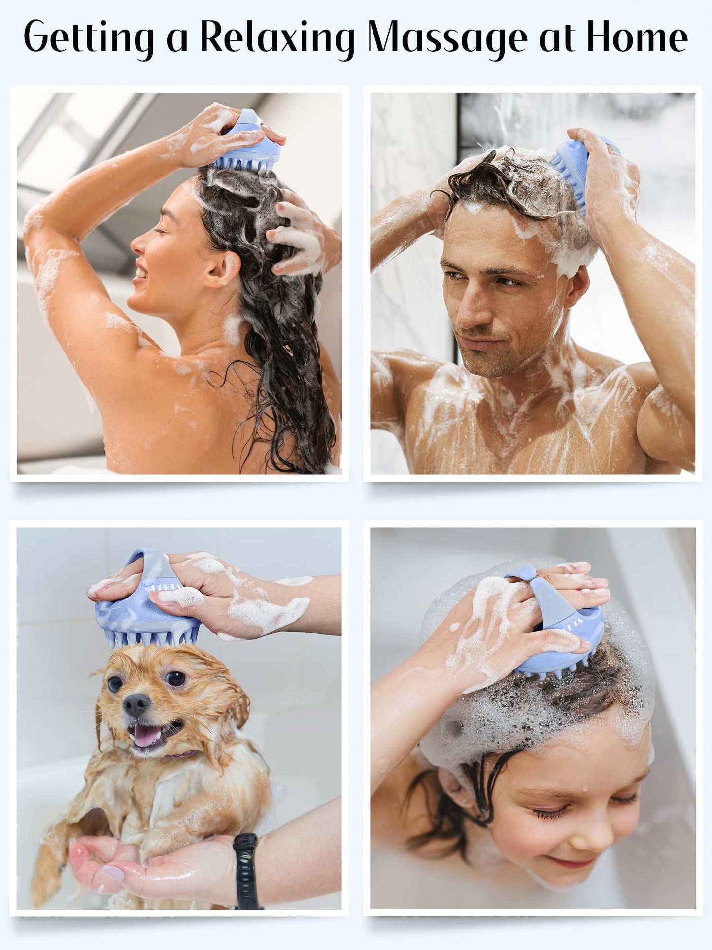 Scalp Massager with Soft Silicone Bristles for Hair Growth, Dandruff Removal, and Scalp Relaxation - Shampoo Brush for Wet or Dry Hair