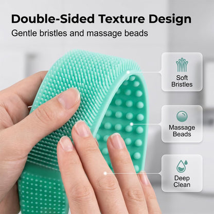 Silicone Back Scrubber for Shower,26.77in Dual Sided Body Scrubber (Green)