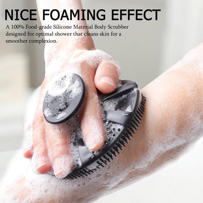 Food-Grade Soft Silicone Body Scrubber Shower Brush, Black