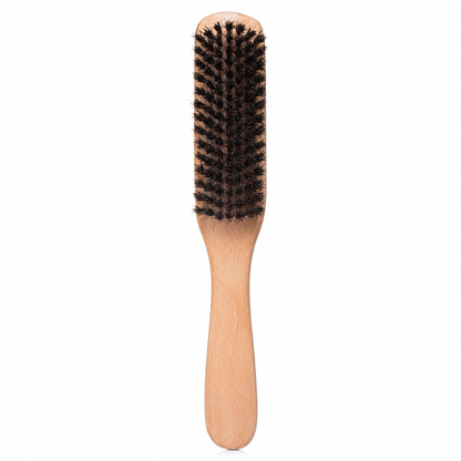 Boar Bristle Slick Back Hair Brush - Large Soft/Medium Smoothing Hairbrush to Style, Polish, & Lay Hair Down Flat to Create a Sleek Frizz Free Hairstyle for Women and Men
