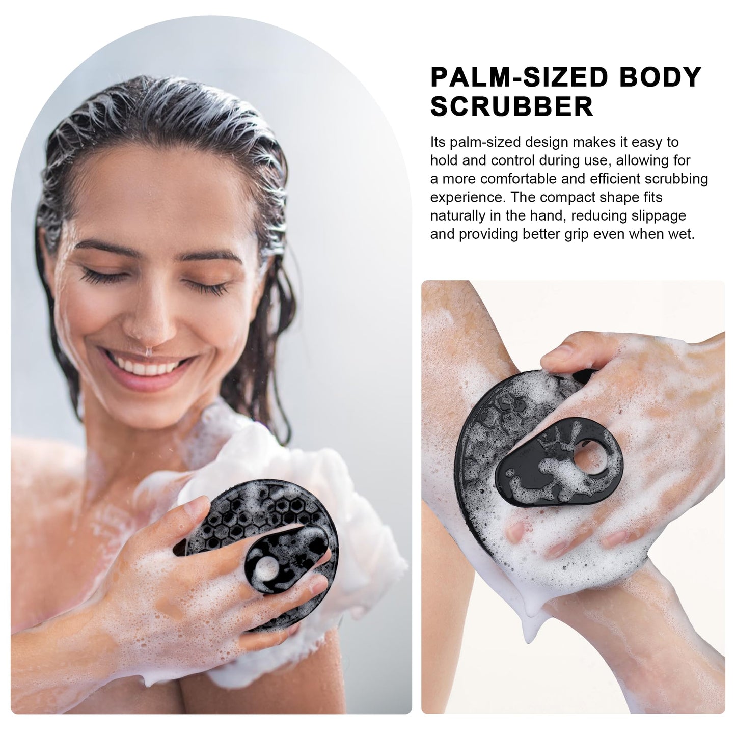 Food-Grade Soft Silicone Body Scrubber Shower Brush, Black