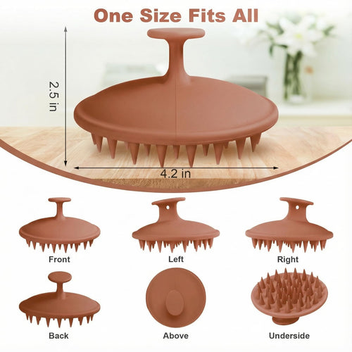 Silicone Scalp Massager Shampoo Brush, Scalp Brush for Hair Growth & Dandruff Removal, Hair Scrubber Scalp Stimulator Exfoliator Brush with Soft Bristles for Wet Dry Scalp Care (Brown) Visit the Meartchy Store