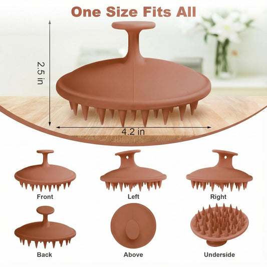 Silicone Scalp Massager Shampoo Brush, Scalp Brush for Hair Growth & Dandruff Removal, Hair Scrubber Scalp Stimulator Exfoliator Brush with Soft Bristles for Wet Dry Scalp Care (Brown) Visit the Meartchy Store