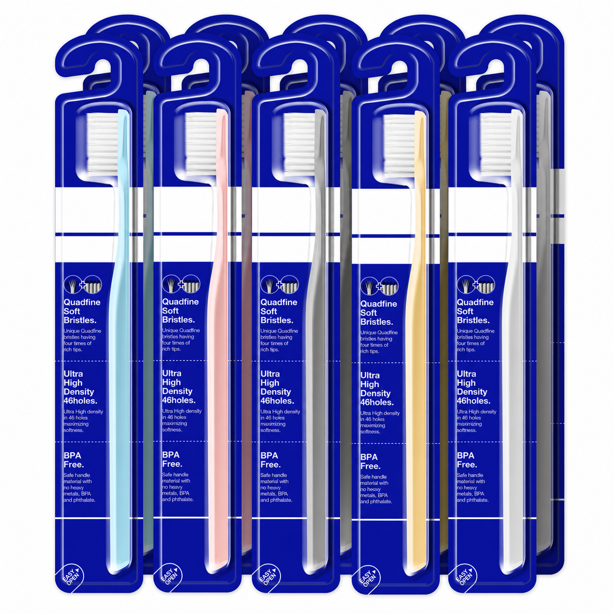 Extra Soft Manual Toothbrush Pack, 6 Count, Deep Cleaning Flossing Toothbrushes for Sensitive Teeth & Receding Gums, Tapered Bristles for Adults & Elders, Help Plaque Removal, Assorted Colors