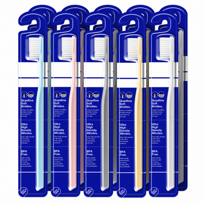Extra Soft Manual Toothbrush Pack, 6 Count, Deep Cleaning Flossing Toothbrushes for Sensitive Teeth & Receding Gums, Tapered Bristles for Adults & Elders, Help Plaque Removal, Assorted Colors