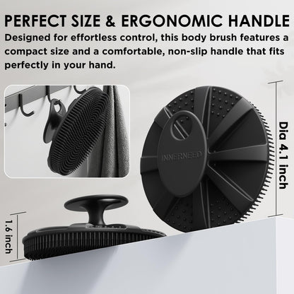 Food-Grade Soft Silicone Body Scrubber Shower Brush, Black