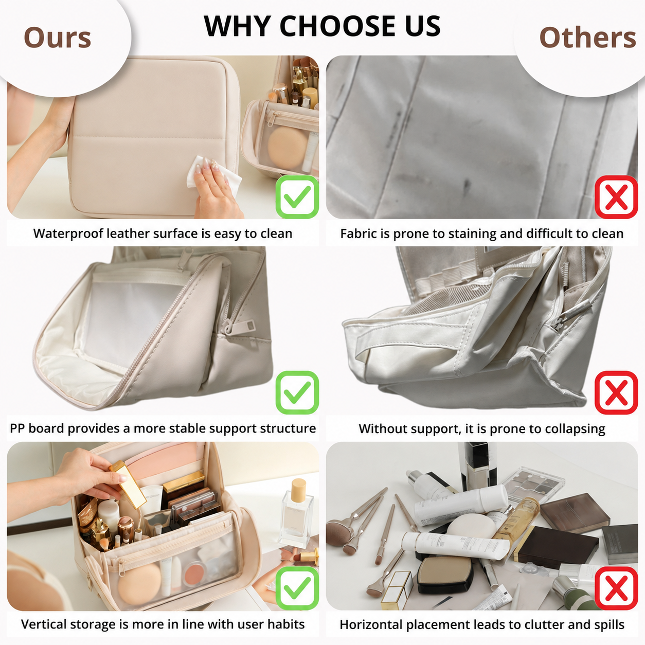 XL Large-Capacity Upright Travel Makeup Bag