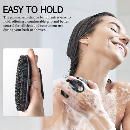 Food-Grade Soft Silicone Body Scrubber Shower Brush, Black