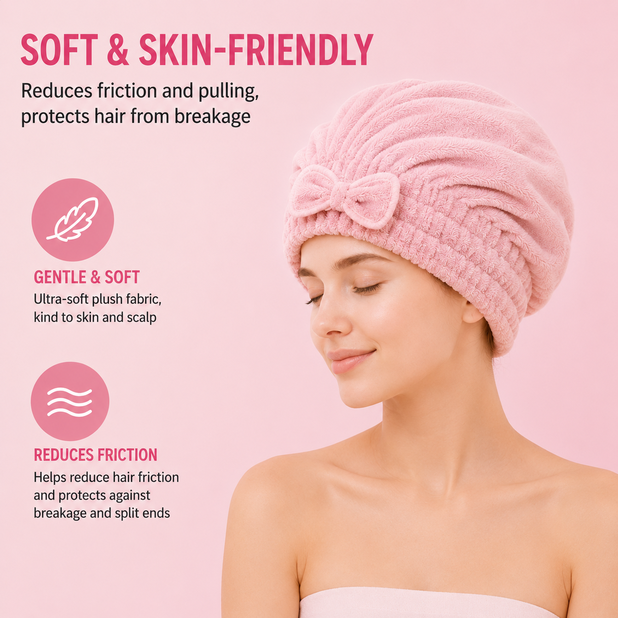 Microfiber Hair Drying Cap, Ultra‑Soft & Super Absorbent, Quick‑Dry Hair Wrap Shower Cap for Girls & Women