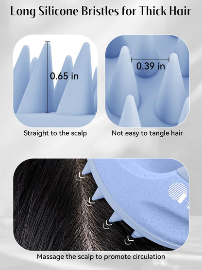 Scalp Massager with Soft Silicone Bristles for Hair Growth, Dandruff Removal, and Scalp Relaxation - Shampoo Brush for Wet or Dry Hair