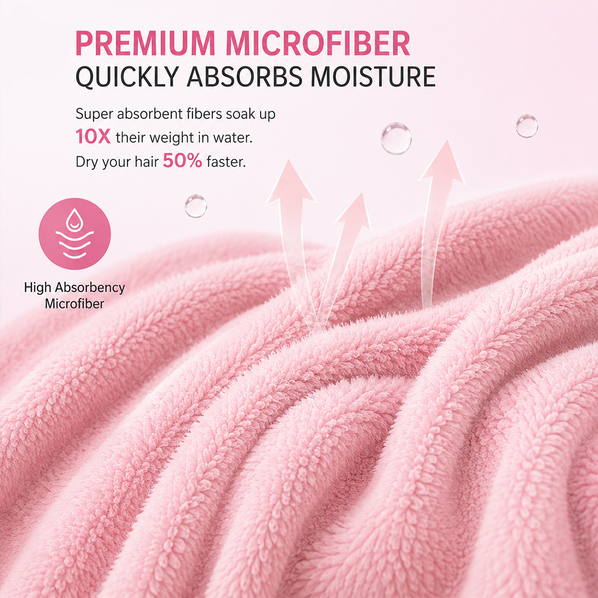Microfiber Hair Drying Cap, Ultra‑Soft & Super Absorbent, Quick‑Dry Hair Wrap Shower Cap for Girls & Women