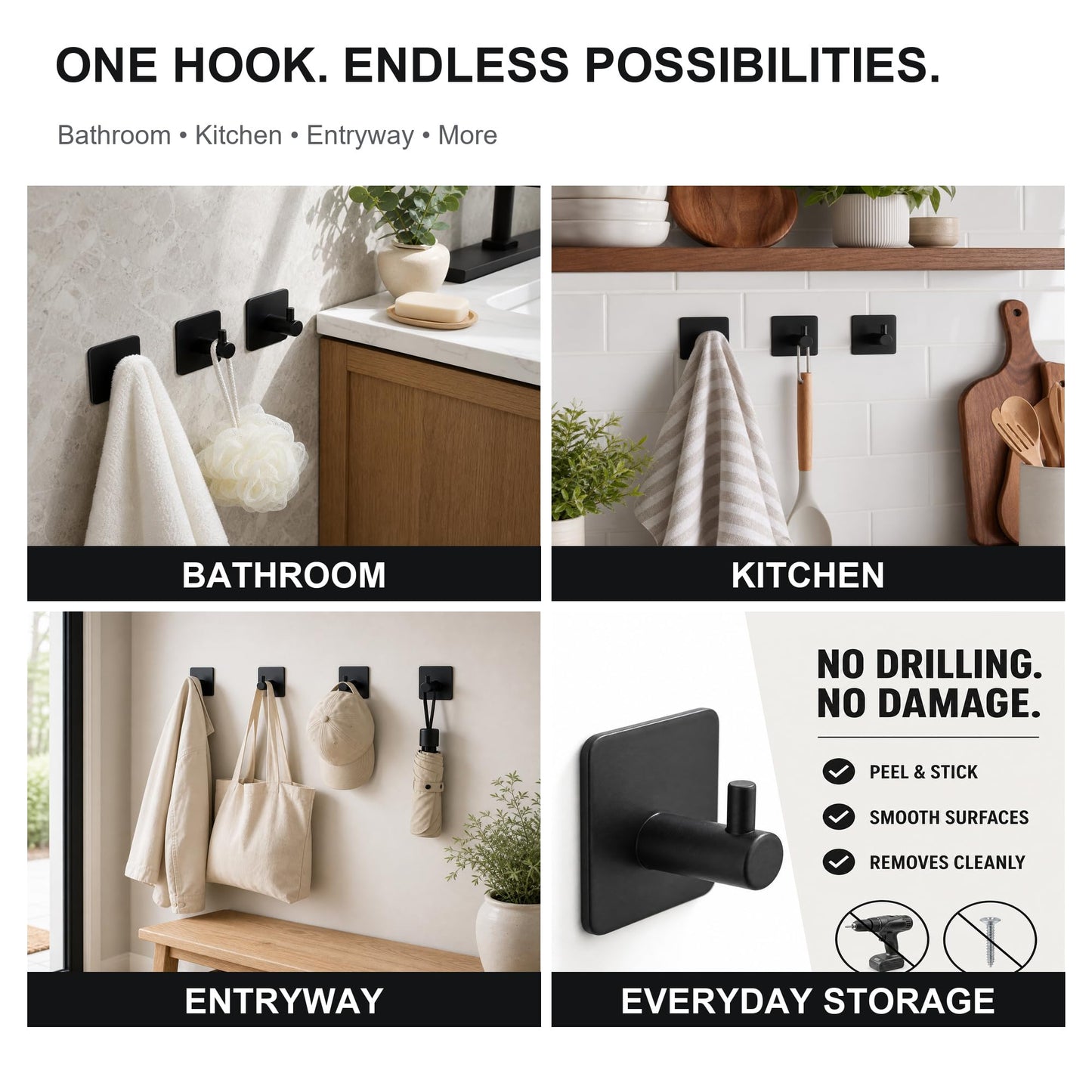 26lb Heavy Duty Adhesive Towel Hooks