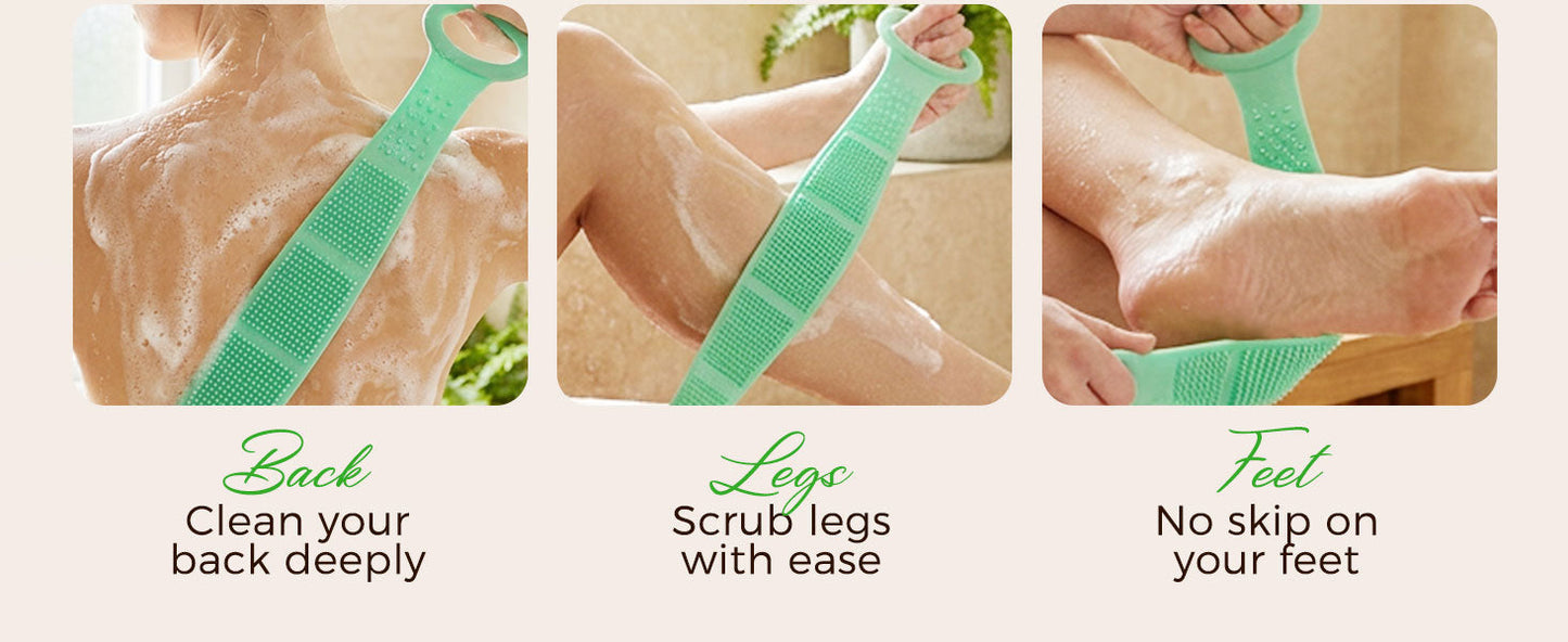 Silicone Back Scrubber for Shower,26.77in Dual Sided Body Scrubber (Green)