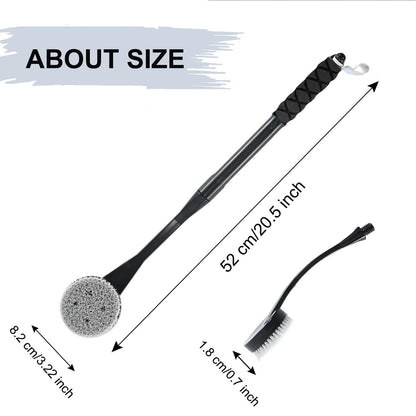Gobiteli Back Scrubber for Shower,20.5" Long Handle Shower Brush for Body for Deep Clean,Back Brush for Shower for Men Women(Black)
