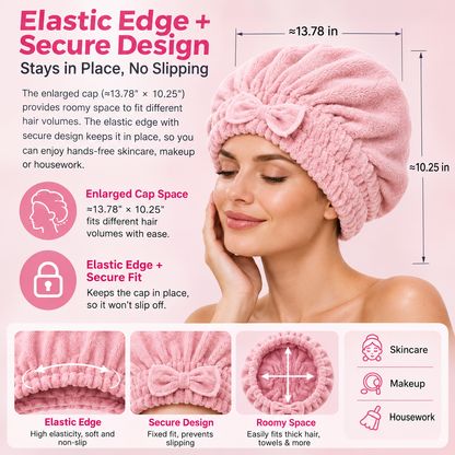Microfiber Hair Drying Cap, Ultra‑Soft & Super Absorbent, Quick‑Dry Hair Wrap Shower Cap for Girls & Women
