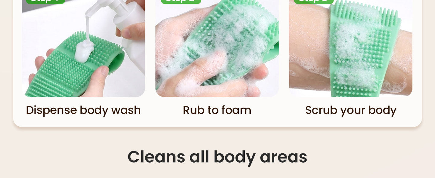 Silicone Back Scrubber for Shower,26.77in Dual Sided Body Scrubber (Green)