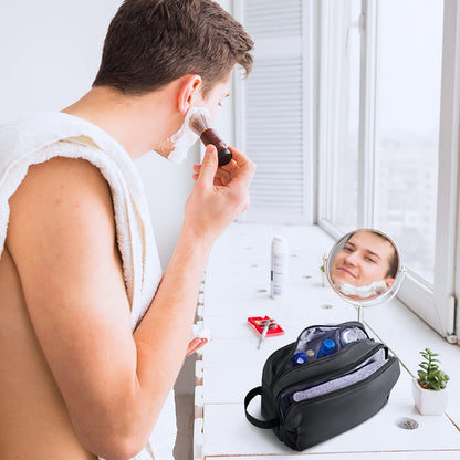 Large Men’s Travel Toiletry Bag | Water-Resistant Wet/Dry Separation, Multi-Compartment Double-Zipper Dopp Kit