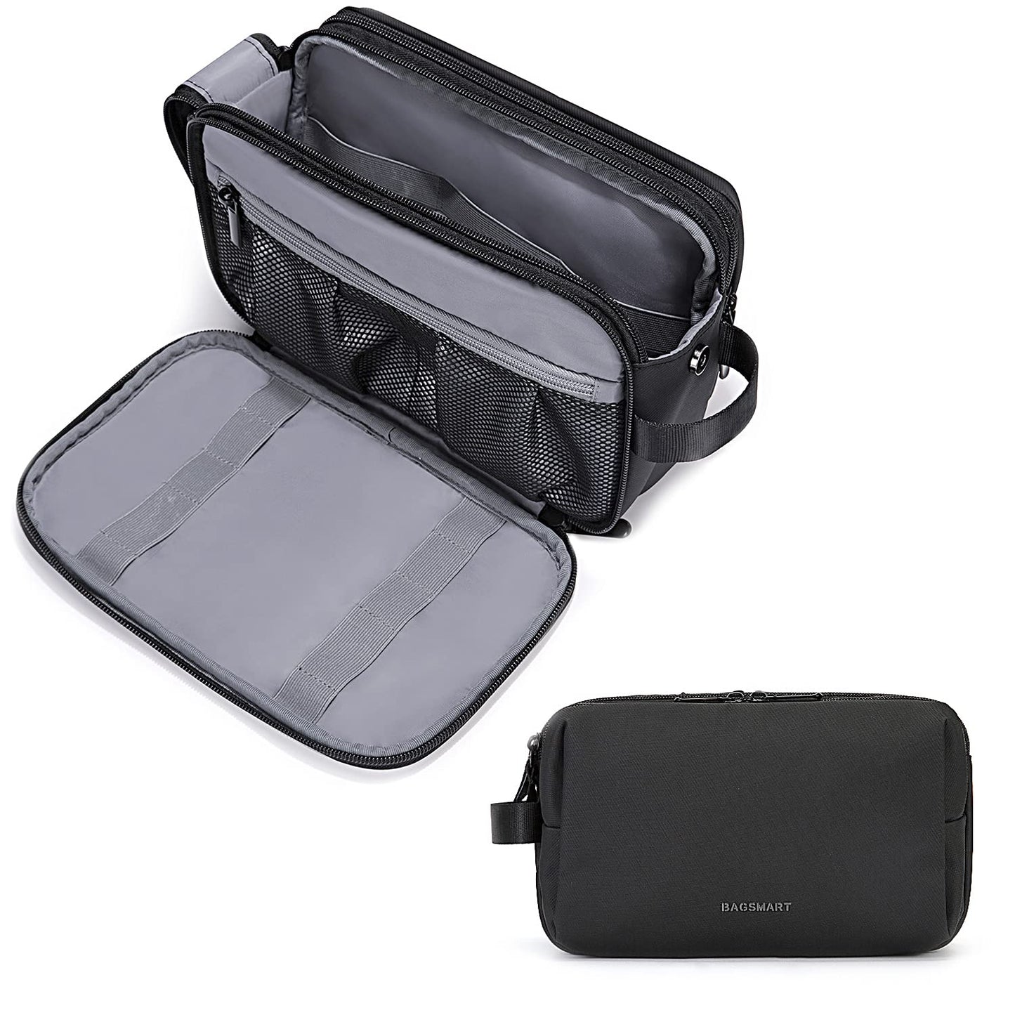 Large Men’s Travel Toiletry Bag | Water-Resistant Wet/Dry Separation, Multi-Compartment Double-Zipper Dopp Kit