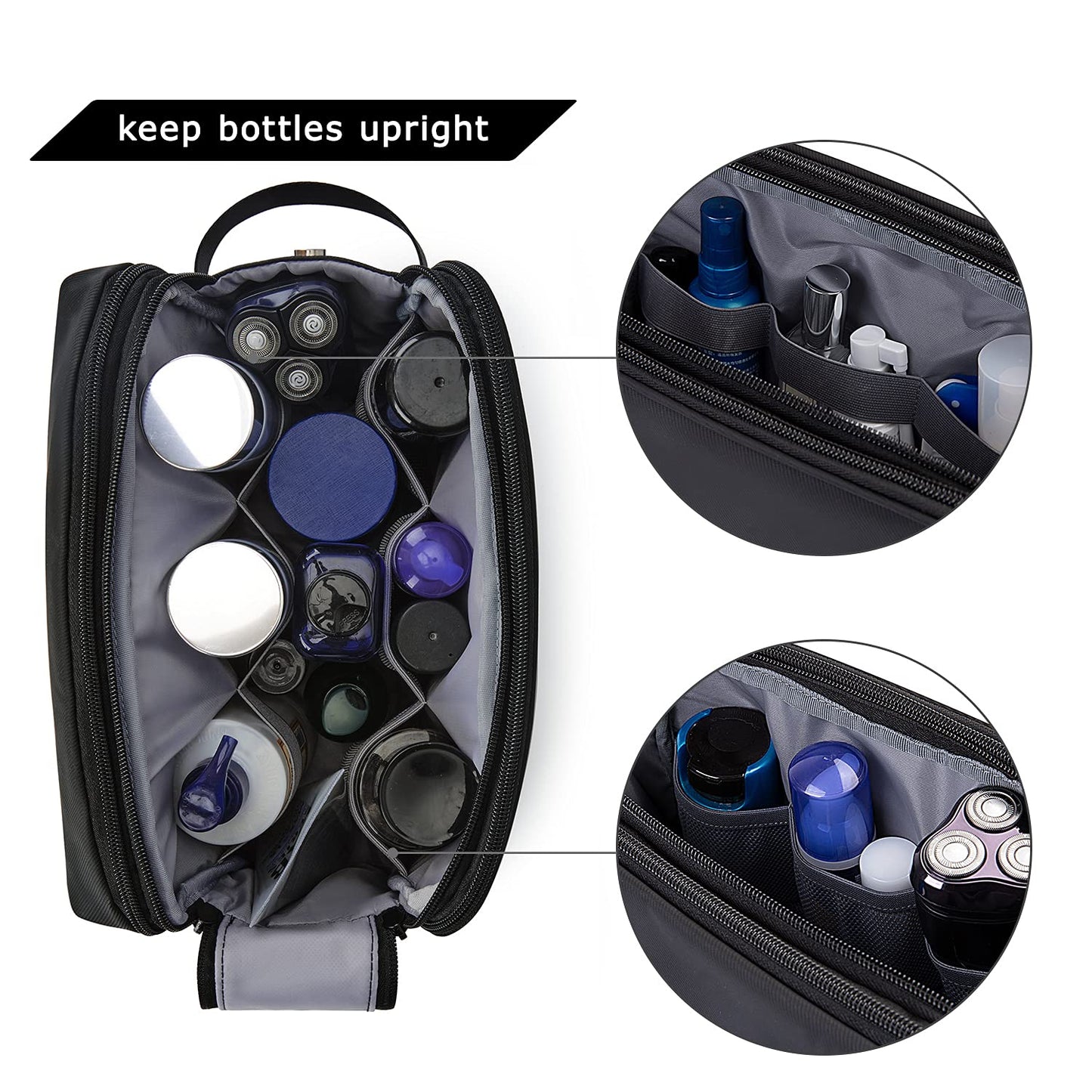 Large Men’s Travel Toiletry Bag | Water-Resistant Wet/Dry Separation, Multi-Compartment Double-Zipper Dopp Kit