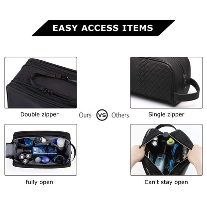 Large Men’s Travel Toiletry Bag | Water-Resistant Wet/Dry Separation, Multi-Compartment Double-Zipper Dopp Kit