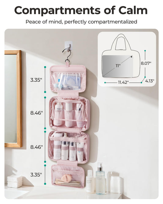 Extra-Large Hanging Travel Toiletry Bag | Four-Tier Clear Compartments, 360° Swivel Hook, and Leak-Resistant PVC Lining