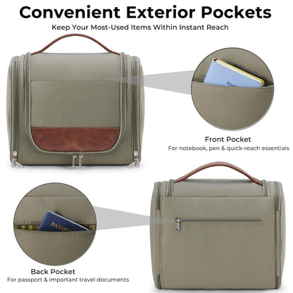 Men’s Large Hanging Travel Toiletry Bag | Business Dopp Kit with 360° Swivel Hook, Multiple Compartments, and Convenient Exterior Pockets
