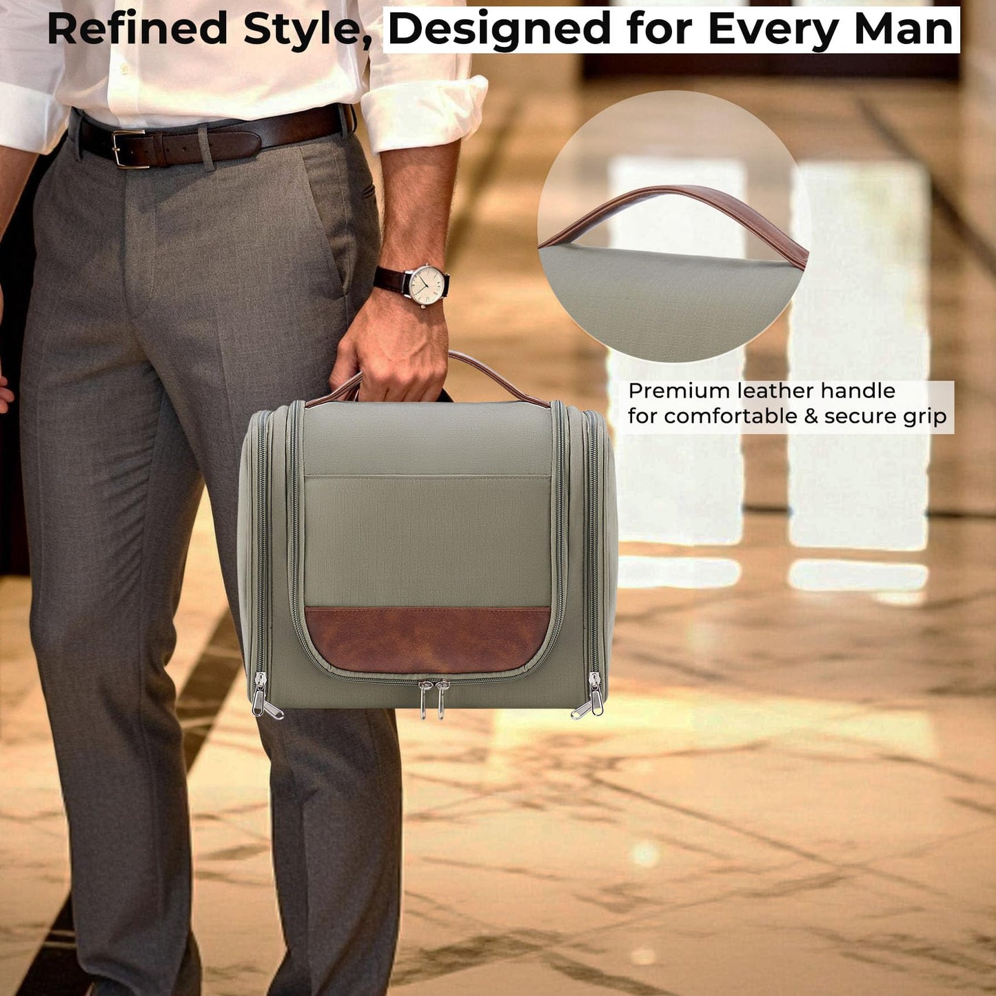 Men’s Large Hanging Travel Toiletry Bag | Business Dopp Kit with 360° Swivel Hook, Multiple Compartments, and Convenient Exterior Pockets