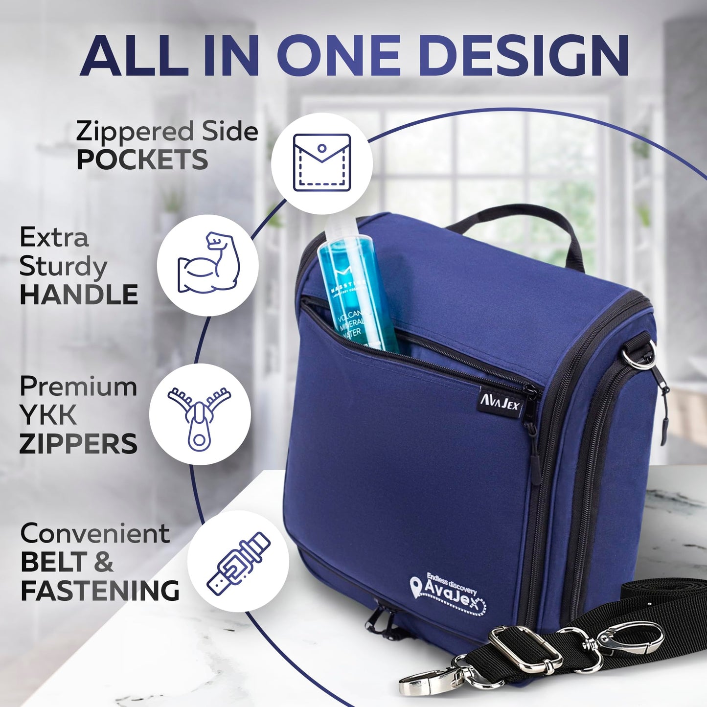 Extra-Large Hanging Travel Toiletry Bag | Four-Tier Clear Compartments, 360° Swivel Hook, and Leak-Resistant PVC Lining