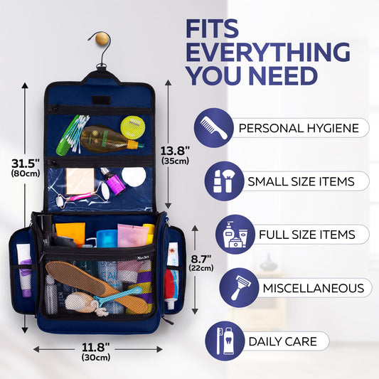 Extra-Large Hanging Travel Toiletry Bag | Four-Tier Clear Compartments, 360° Swivel Hook, and Leak-Resistant PVC Lining