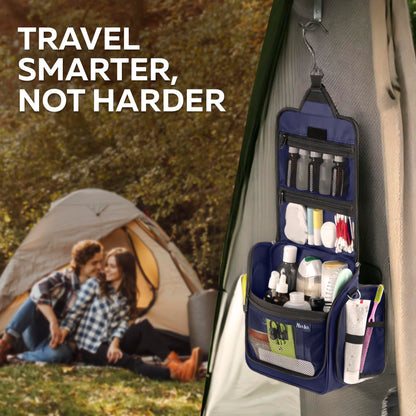 Extra-Large Hanging Travel Toiletry Bag | Four-Tier Clear Compartments, 360° Swivel Hook, and Leak-Resistant PVC Lining