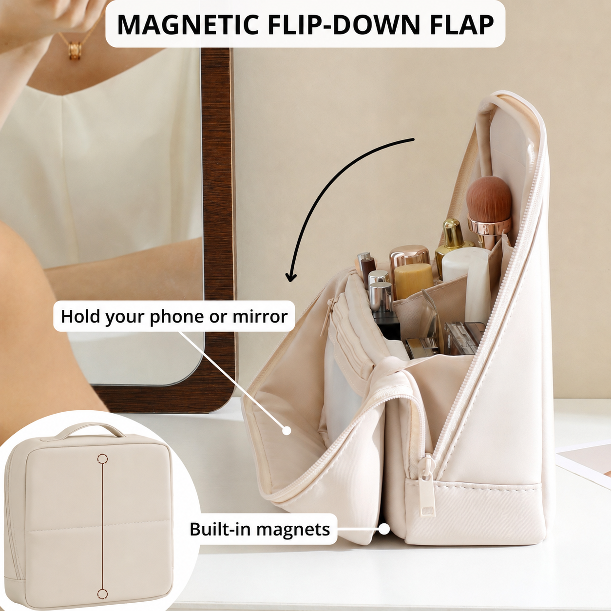XL Large-Capacity Upright Travel Makeup Bag