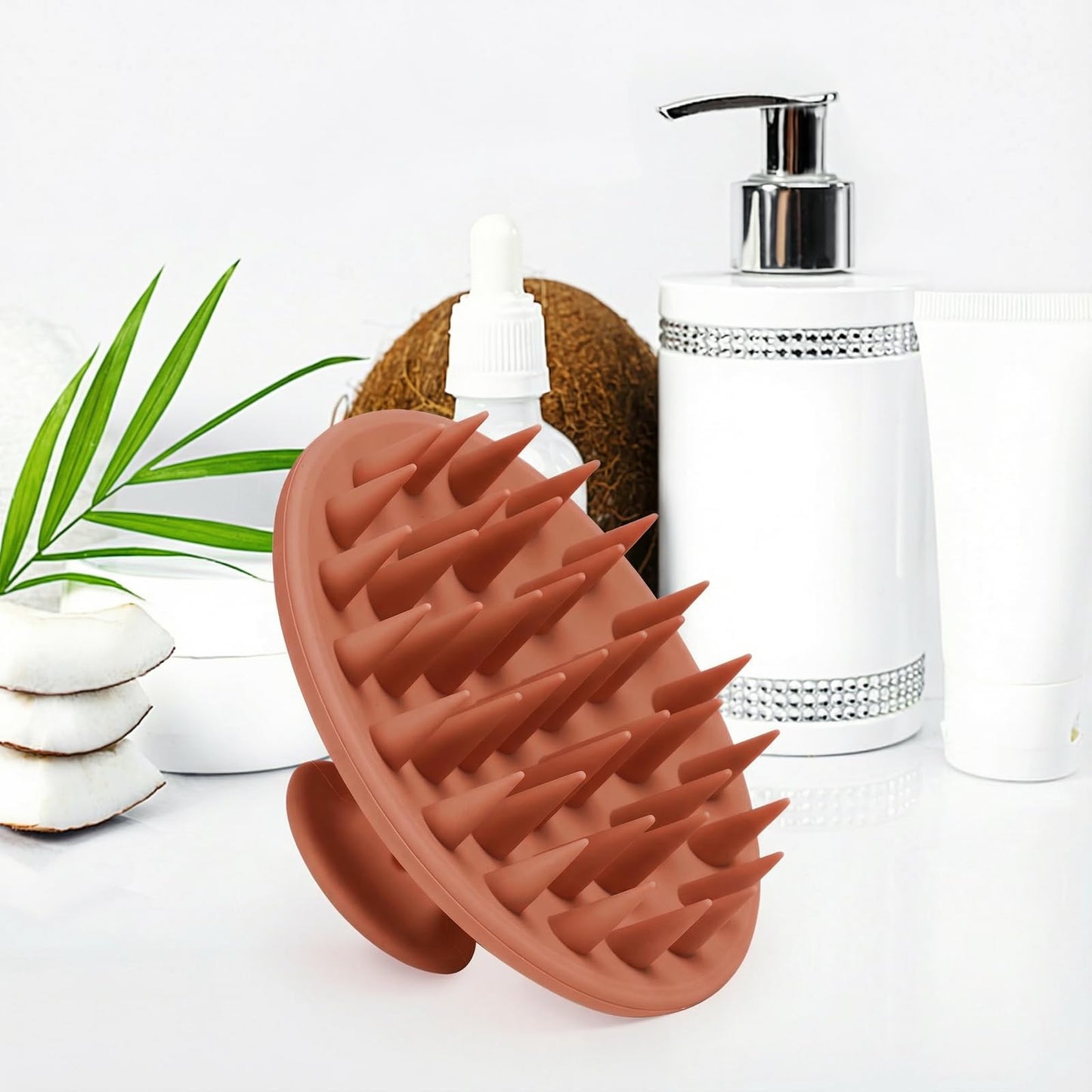 Silicone Scalp Massager Shampoo Brush, Scalp Brush for Hair Growth & Dandruff Removal, Hair Scrubber Scalp Stimulator Exfoliator Brush with Soft Bristles for Wet Dry Scalp Care (Brown) Visit the Meartchy Store