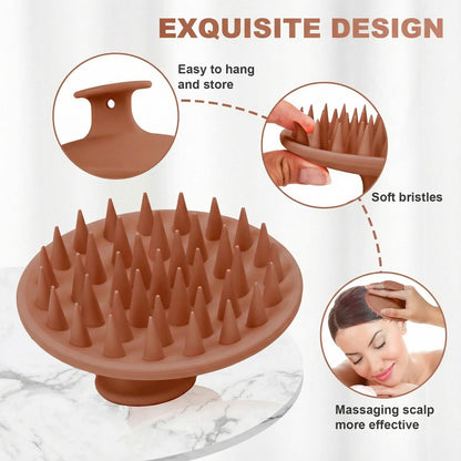 Silicone Scalp Massager Shampoo Brush, Scalp Brush for Hair Growth & Dandruff Removal, Hair Scrubber Scalp Stimulator Exfoliator Brush with Soft Bristles for Wet Dry Scalp Care (Brown) Visit the Meartchy Store