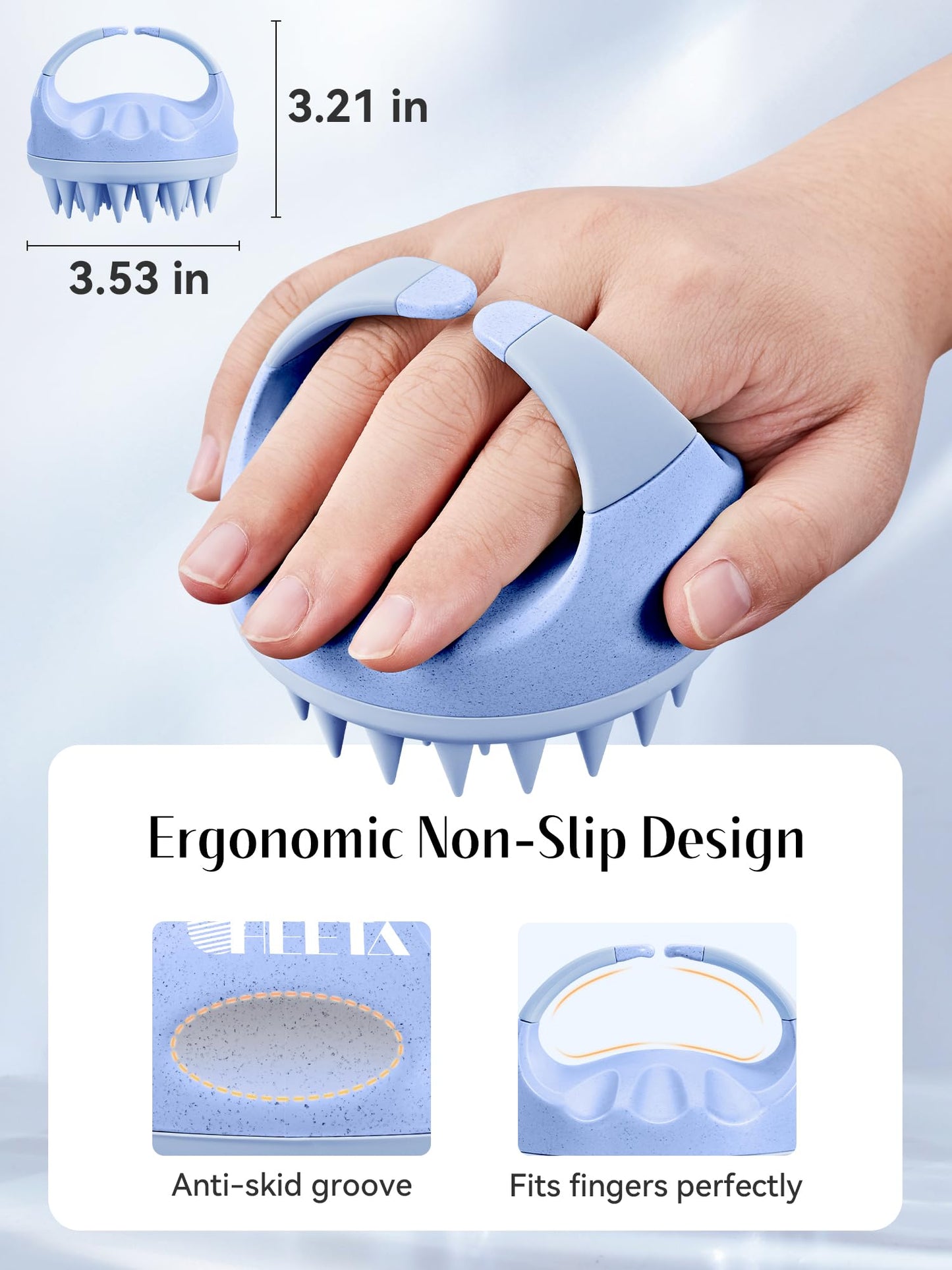Scalp Massager with Soft Silicone Bristles for Hair Growth, Dandruff Removal, and Scalp Relaxation - Shampoo Brush for Wet or Dry Hair