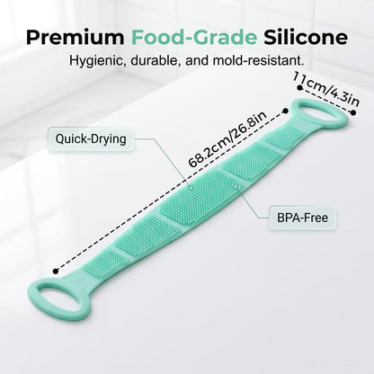 Silicone Back Scrubber for Shower,26.77in Dual Sided Body Scrubber (Green)